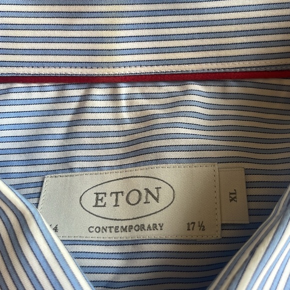 Eton Blue and White Long Sleeve Dress Shirt, XL(17.5) - Picture 5 of 9